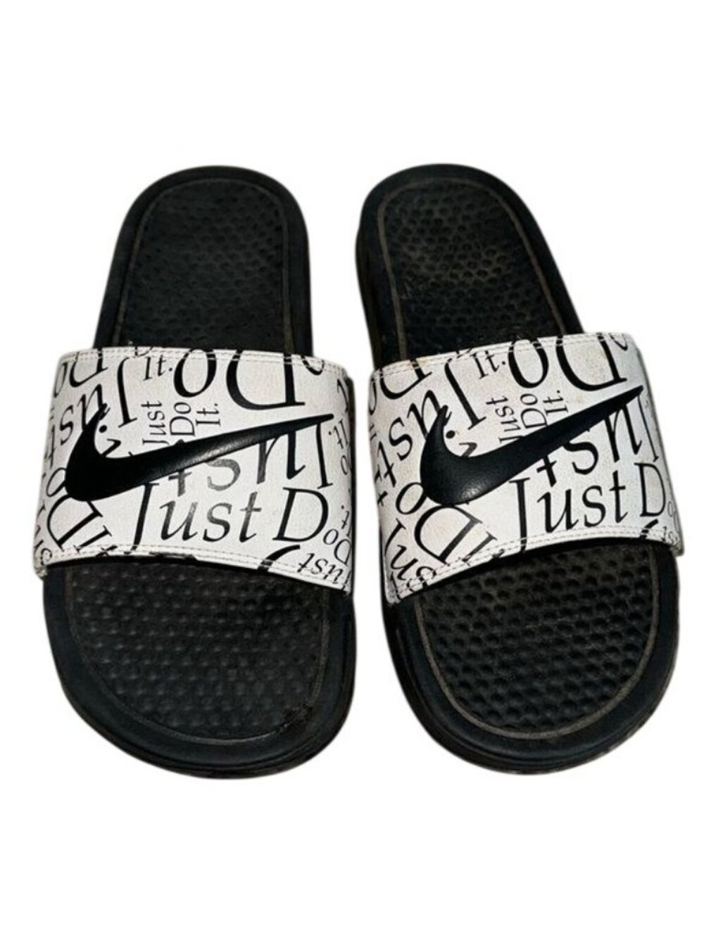 Nike Just Do It Slide Sandals Black & White women's Size 8